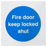 Altro Fire Door Keep Locked Shut Door Sign - 100 x 100mm - Rigid Plastic