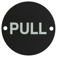 Altro Pull Door Sign - 75mm Diameter - Matt Black
