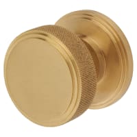 Hampstead Satin Brass Knurled Mortice Door Knob - 62mm Rose Diameter - Riley Range