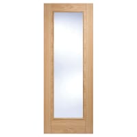 LPD Vancouver Pattern 10 1 Light Clear Pre-Finished Internal FD30 Fire Door - 1981 x 686mm - Oak