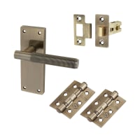 Altro Antique Brass Reeded Latch Door Handles Pack - Lily Range