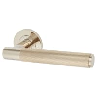 Alexander and Wilks Polished Nickel Reeded Door Handles on Round Rose - Spitfire Range