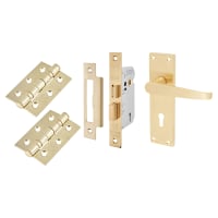 Touchpoint Satin Brass Budget Straight 3 Lever Sashlock Door Handles Pack