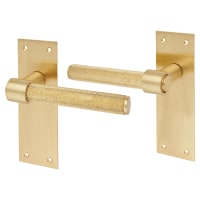 Altro Satin Brass Knurled Latch Door Handles - Loxley Range - 150 x 50mm