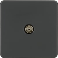 Knightsbridge 1 Gang Screwless Flat Plate Non Isolated TV Outlet - Anthracite Grey