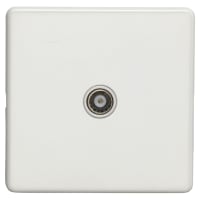 Eurolite Concealed 1 Gang Screwless Flat Plate Isolated TV Coaxial Socket - Matt White
