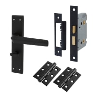 Altro Matt Black Bathroom Lock Door Handles Pack - Norley Range