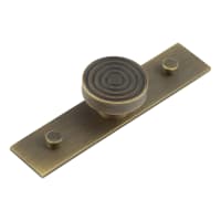 Hoxton by Frelan Murray Round Cabinet Knob on Plain Backplate - 40mm Diameter - Antique Brass