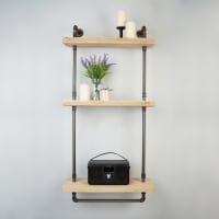 Altro 1/2 Inch 3 Tier Drill Through Pipe Shelf Kit with Hanging Rail - Grey