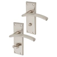 Serozzetta by Carlisle Brass Satin Nickel Bathroom Door Handles - Trenta Range - 150 x 50mm