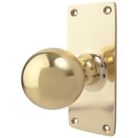 Altro Polished Brass School Room Pattern Mortice Door Knob on Backplate - 127 x 51mm