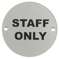 Touchpoint Staff Only Door Sign - 75mm Diameter - Satin Anodised Aluminium