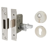 Eurospec BS8621 Euro Profile Deadlock & Thumbturn - 78mm Case - 57mm Backset - Satin Stainless Steel