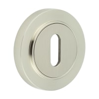 Burlington BUR60 by Frelan Escutcheon on Plain Rose - 53mm Diameter - Keyhole - Satin Nickel