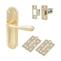 Hampstead Polished Brass Latch Door Handles Pack - Genoa Range