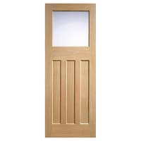 LPD DX 30's 1 Light Frosted Glazed Unfinished Solid Internal Door - 1981 x 838 x 35mm - Oak
