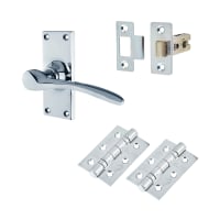 Hampstead Polished Chrome Latch Door Handles Pack - Short Plate - Buckingham Range
