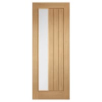 LPD Mexicano 1 Light Offset Clear Glazed Pre-Finished Solid Internal Door - 2032 x 813 x 35mm - Oak