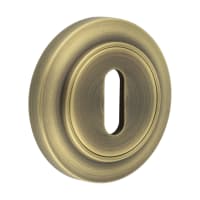 Burlington BUR60 by Frelan Escutcheon on Chamfered Rose - 53mm Diameter - Keyhole - Antique Brass