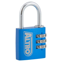 Altro 3 Dial Combination Padlock - 30mm Body - 21.5 x 16mm Shackle - Keyed to Differ