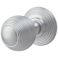 Carlisle Brass Satin Chrome Reeded Mortice Door Knob - 70mm Rose Diameter - Delamain Range