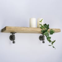 Altro 1/2 Inch Pipe Shelf Bolted Bracket Kit - Black - Pack of 2