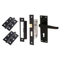 Touchpoint Matt Black Budget Straight 3 Lever Sashlock Door Handles Pack