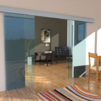 Ducasse Twin OPVD Opposite Synchronised Glass Sliding Door Gear Kit - 3000mm Track - 80kg Max Door