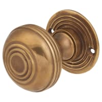 Hampstead Aged Brass Georgian Ringed Mortice/Rim Door Knob - 50mm Rose Diameter