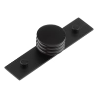 Hoxton by Frelan Sturt Grooved Round Cabinet Knob on Plain Backplate - 40mm Diameter - Black