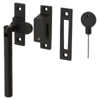 Hampstead Iris Reeded Locking Mortice & Hook Plate Window Fastener - Reversible - Matt Black