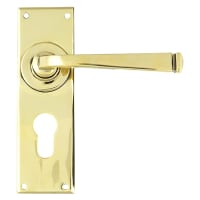 From The Anvil Aged Brass Euro Lock Door Handles - Avon Range - 152 x 48mm