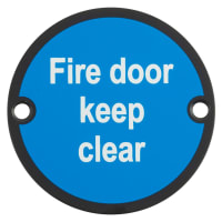 Altro Fire Door Keep Clear Door Sign - 75mm Diameter - Matt Black