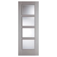 LPD Vancouver 4 Light Clear Glazed Pre-Finished Solid Internal Door - 2040 x 826 x 40mm - Grey