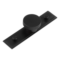 Hoxton by Frelan Wenlock Knurled Round Cabinet Knob on Stepped Backplate - 40mm Diameter - Black