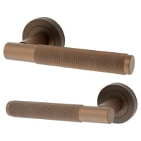 Jedo Dark Bronze Fire Rated Knurled Door Handles on Round Rose - Bari Range