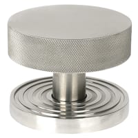 From The Anvil Brompton Satin Stainless Round Knurled Centre Door Knob on Beehive Rose - 90mm Rose Diameter
