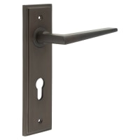 Burlington by Frelan Dark Bronze Fire Rated DIN Euro Lock Door Handles - Mayfair - 200 x 55mm