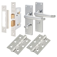 Touchpoint Polished Chrome Victorian Straight Bathroom Lock Door Handles Pack