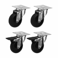 Coldene Castor - 2 x Swivel 2 x Swivel Braked - 165kg Max Weight - 75mm Diameter - Black - Pack of 4