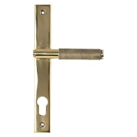 From The Anvil Polished Brass uPVC Slimline Knurled Multipoint Door Handles - 92mm c/c - Brompton Range