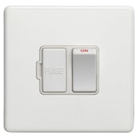Eurolite Concealed 13A 1 Gang Double Pole Screwless Flat Plate Switched Fused Spur - Matt White