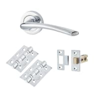 Touchpoint Polished Chrome Latch Door Handles on Rose Pack - Rimini Range