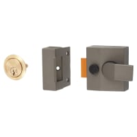 TSS Deadlocking Nightlatch - 40mm Backset - Dark Grey Case/Polished Brass Cylinder