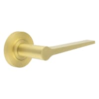 Burlington by Frelan Satin Brass Fire Rated Door Handles on Round Rose - Knightsbridge Range