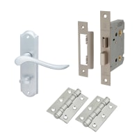 Hampstead Satin Chrome Scroll Bathroom Door Handles Pack - Turin Range