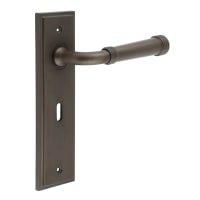 Burlington by Frelan Dark Bronze Fire Rated Keyhole Lock Door Handles - Highgate - 200 x 55mm