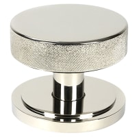 From The Anvil Brompton Polished Chrome Round Knurled Centre Door Knob on Art Deco Rose - 90mm Rose Diameter