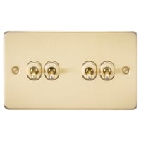 Knightsbridge 10AX 4 Gang 2 Way Flat Plate Toggle Light Switch - Brushed Brass