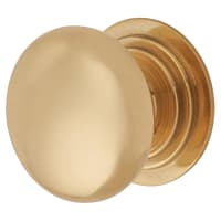 Alexander & Wilks Waltz Round Cabinet Knob on Stepped Rose - 38mm Diameter - Pol Brass Lacquered